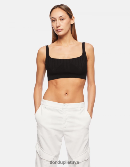 drabužiai DONDUP viskozinis crop top juodas moterys 2Z0BX316